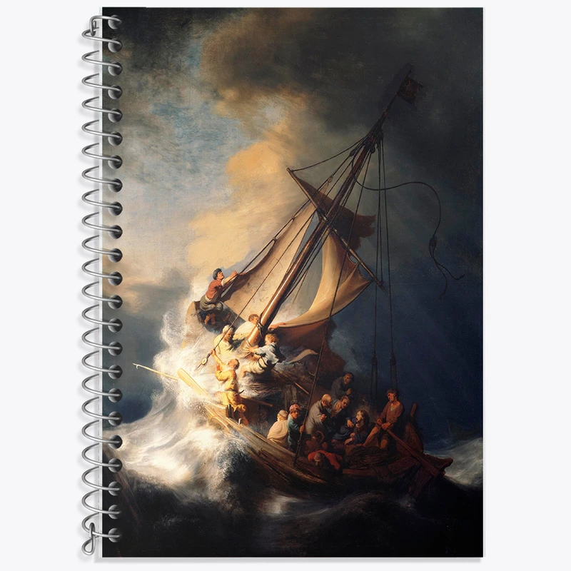 دفتر نت موسیقی 50 برگ خندالو طرح نقاشی مسیح در طوفان در دریای جلیل اثر رمبراند کد F12478