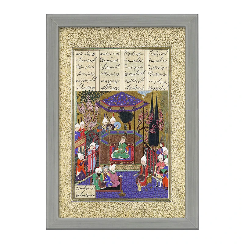 تابلو خندالو طرح نقاشی پاسخ دادن زال موبدان را اثر قدیمی گیلانی کد F12233