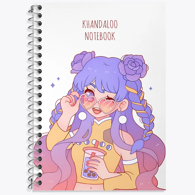 دفتر زبان 50 برگ خندالو مدل دو خط طرح دخترانه فانتزی کد N8928