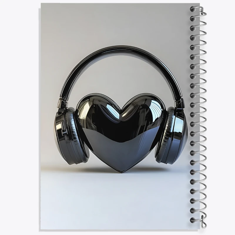 دفتر طراحی 50 برگ خندالو طرح هدفون و قلب کد F11995