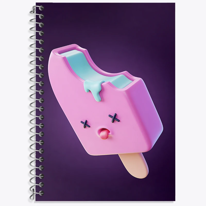 دفتر زبان دوخط 50 برگ خندالو طرح بستنی بامزه کد F3363