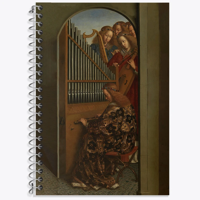 دفتر زبان 50 برگ خندالو مدل دو خط طرح نقاشی فرشتگان محراب اثر یان وان آیک کد F12197