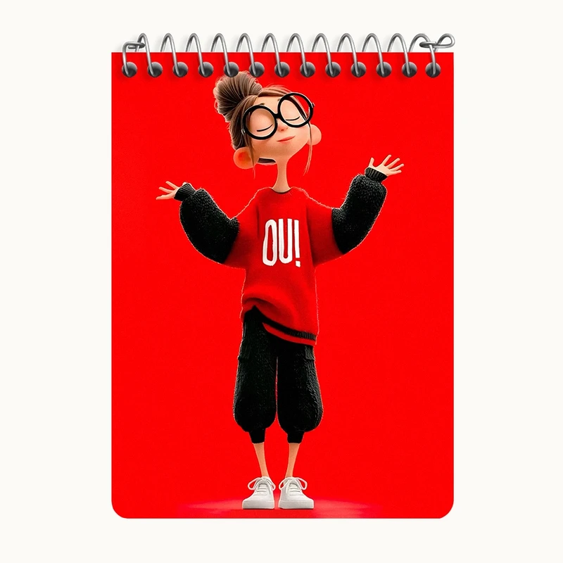 دفتر یادداشت 50 برگ خندالو طرح دخترانه بامزه کد N8362