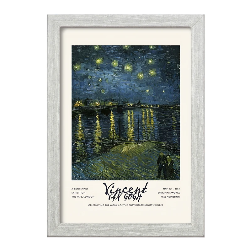 تابلو خندالو طرح شب پرستاره برفراز رن ونسان ونگوگ کد F13889