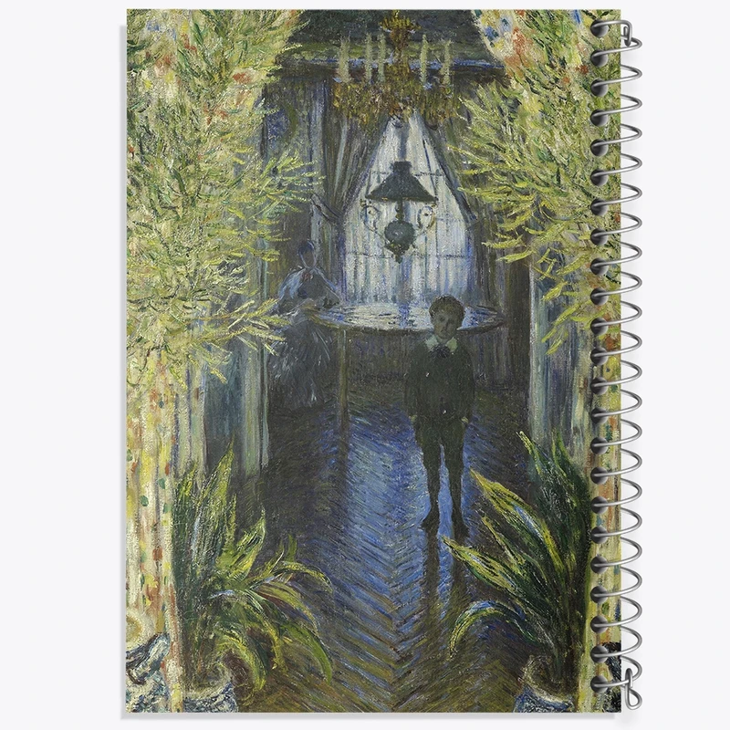 دفتر ژورنال نویسی 50 برگ خندالو مدل نقطه ای طرح نقاشی گوشه ای از آپارتمان اثر کلود مونه کد F12507