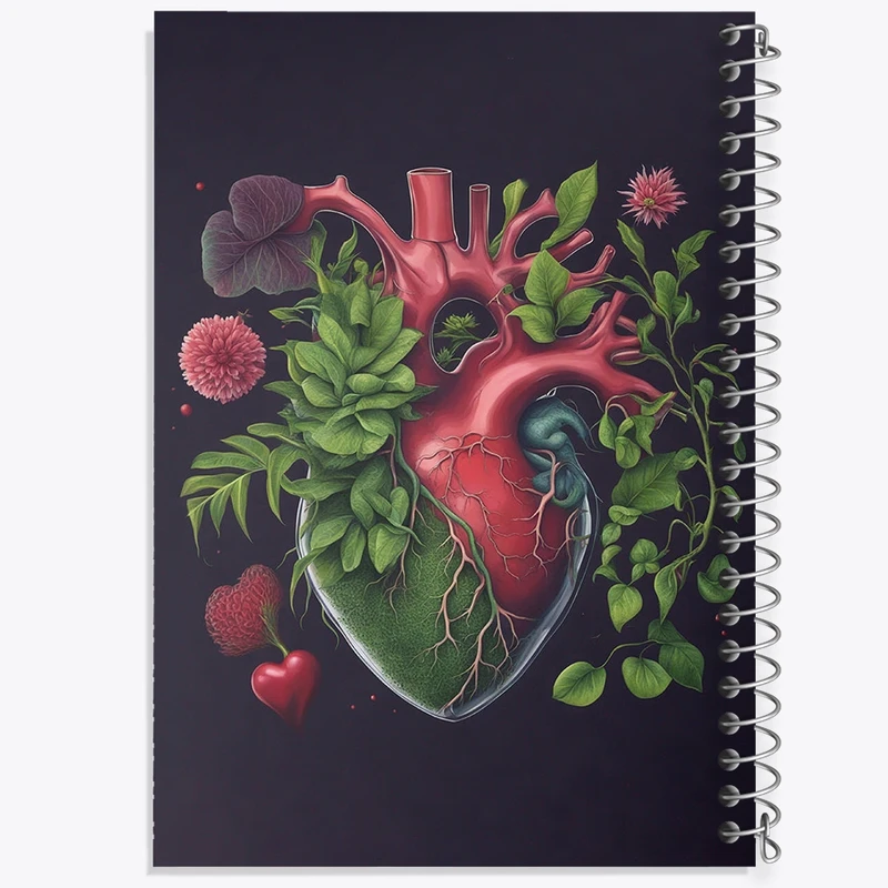 دفتر طراحی 50 برگ خندالو طرح قلب و گل کد F2983