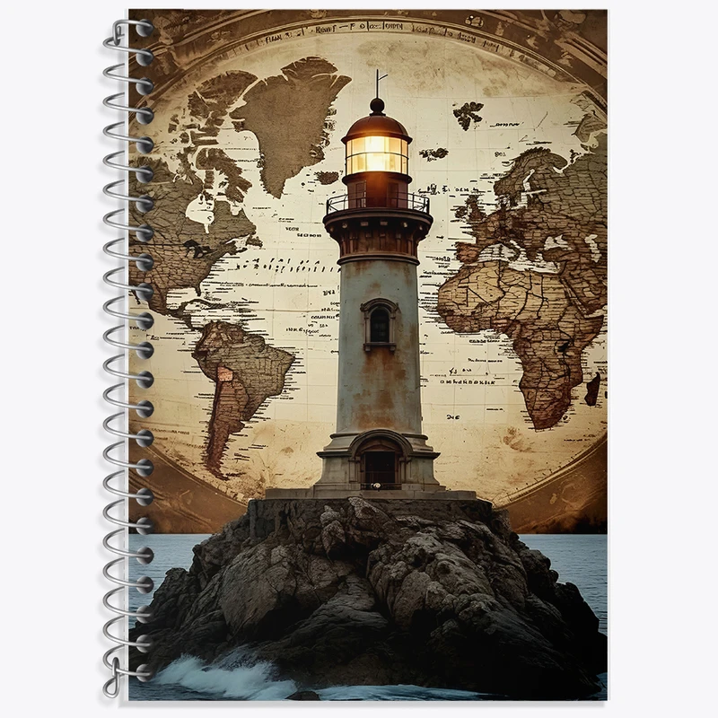 دفتر زبان دوخط 50 برگ خندالو طرح فانوس دریایی کد F13794