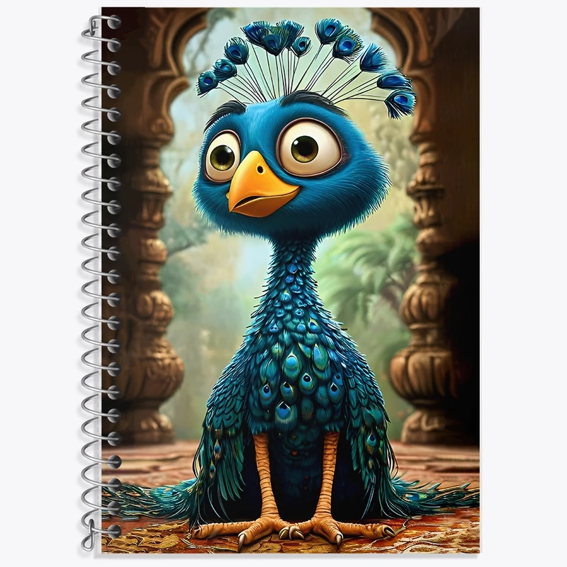 دفتر زبان 50 برگ خندالو مدل سه خط طرح طاووس کد F9907