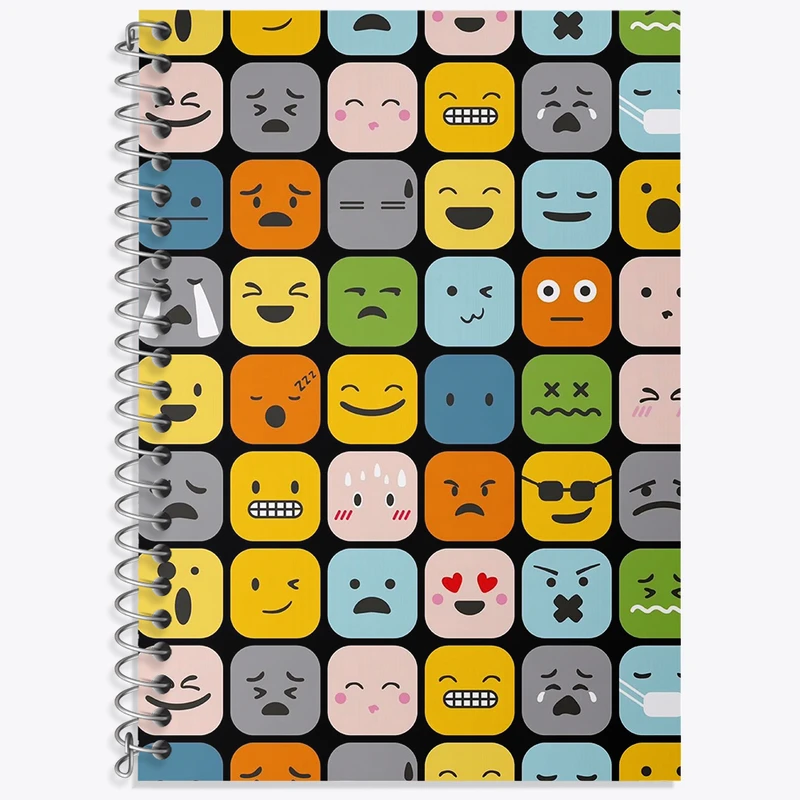 دفتر زبان 50 برگ خندالو مدل دو خط طرح پترن ایموجی کد N6058