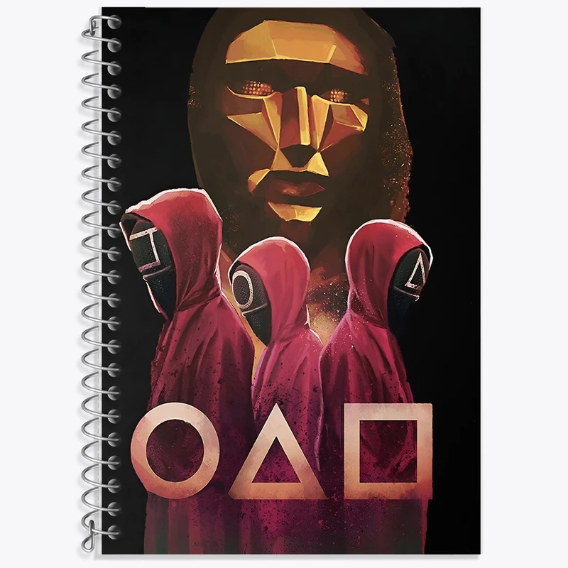 دفتر زبان 50 برگ خندالو مدل سه خط طرح بازی مرکب (Squid Game) کد F10136