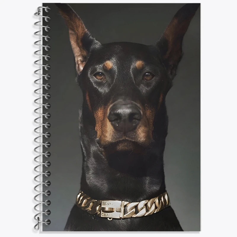 دفتر زبان 50 برگ خندالو مدل سه خط طرح سگ دوبرمن (Dobermann) کد F13638