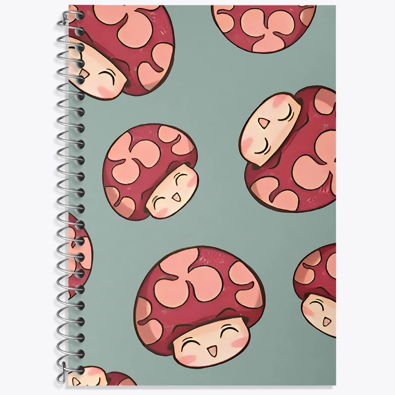 دفتر زبان 50 برگ خندالو مدل سه خط طرح پترن قارچی کد N6725