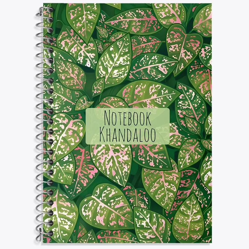 دفتر زبان 50 برگ خندالو مدل سه خط طرح برگ و گیاه کد N7182