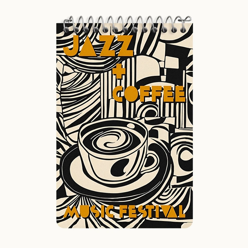 دفتر یادداشت 50 برگ خندالو طرح فنجان قهوه و موزیک کد F10119