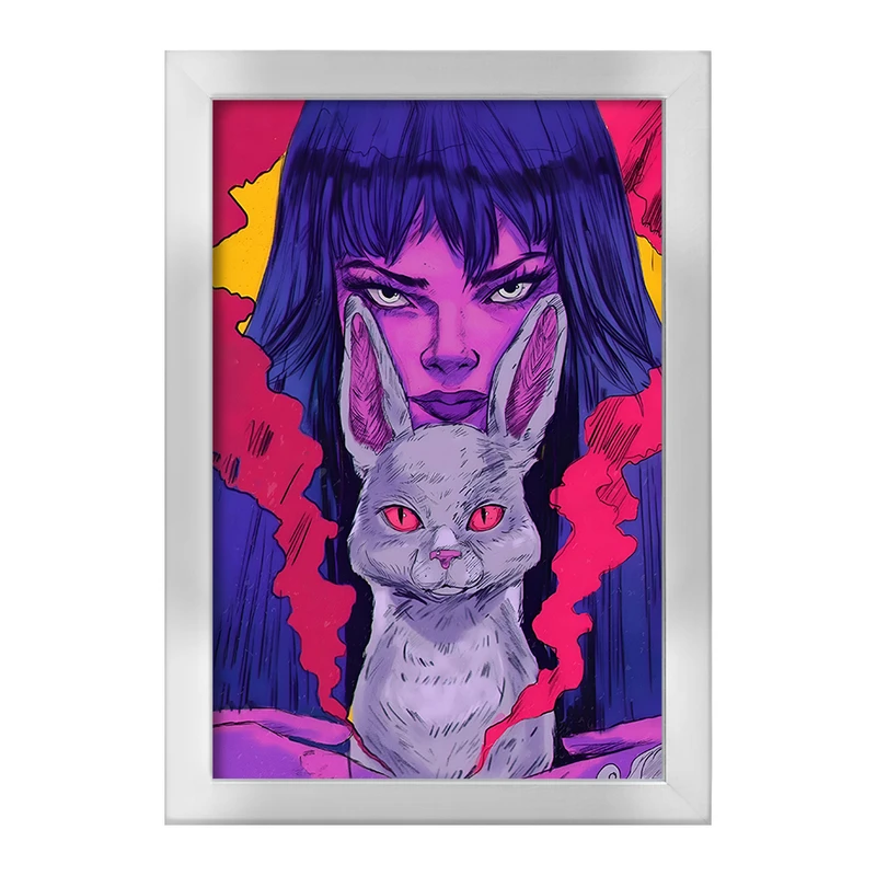 تابلو خندالو طرح دختر و خرگوش کد F5178