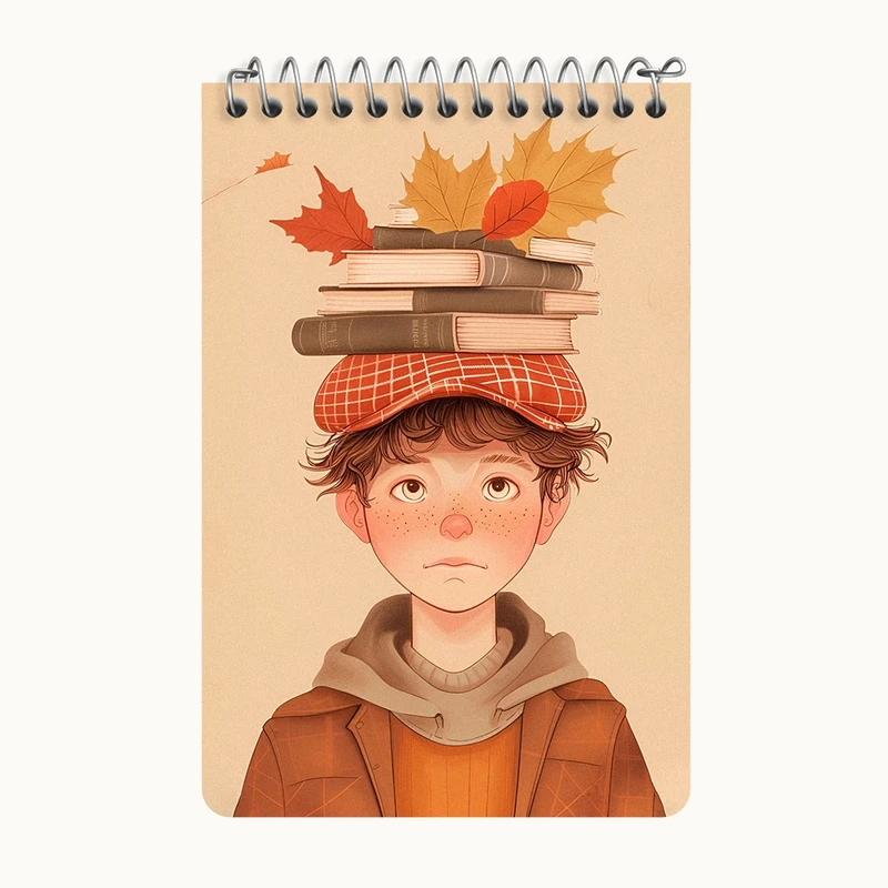 دفتر یادداشت 50 برگ خندالو طرح پسر و کتاب کد F8384