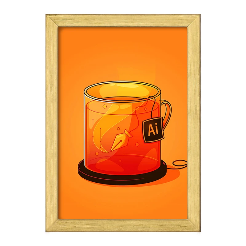 تابلو خندالو طرح فنجان ایلاستریتور کد F8833