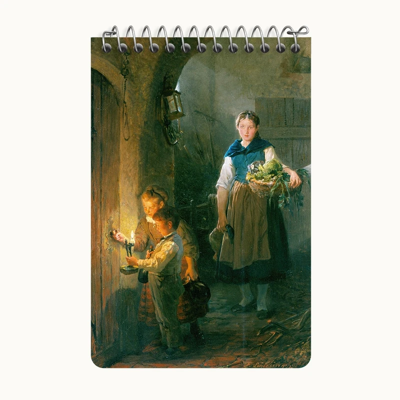 دفتر یادداشت 50 برگ خندالو طرح نقاشی خدمتکار آشپزخانه با کودکان اثر فلیکس شلزینگر کد F12310