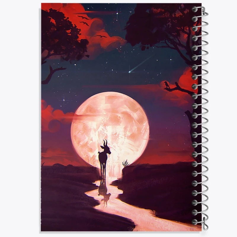 دفتر طراحی 50 برگ خندالو طرح آهو و ماه کد F729