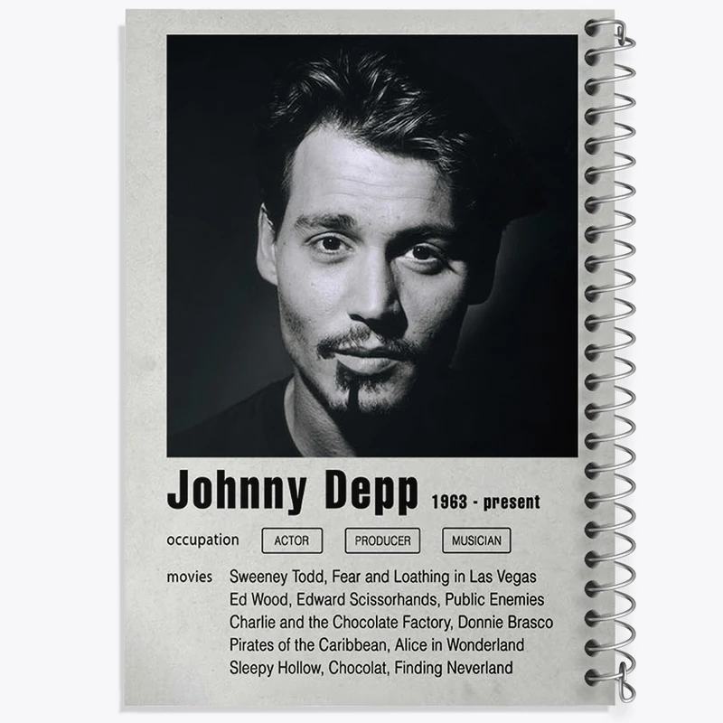 دفتر طراحی 50 برگ خندالو طرح جانی دپ (Johnny Depp) کد F11207