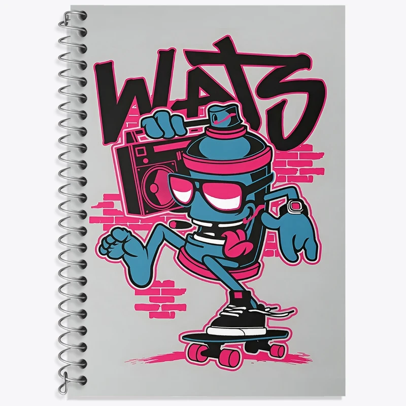 دفتر زبان 50 برگ خندالو مدل سه خط طرح اسپری رنگ بامزه کد F4369