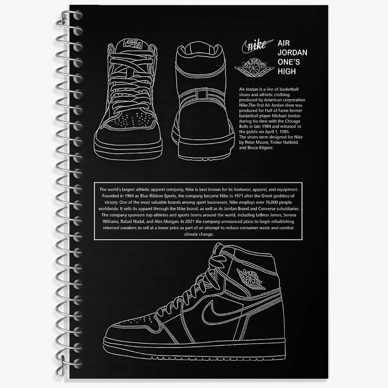 دفتر زبان 50 برگ خندالو مدل دو خط طرح کتونی نایک کد F14251