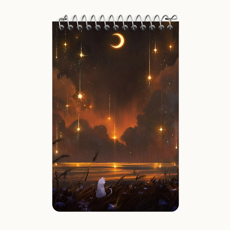 دفتر یادداشت 50 برگ خندالو طرح شب و گربه کد F12556