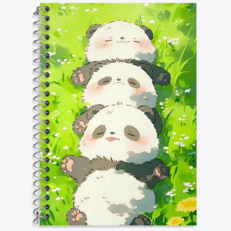دفتر زبان 50 برگ خندالو مدل دو خط طرح پاندا های بامزه کد N7931