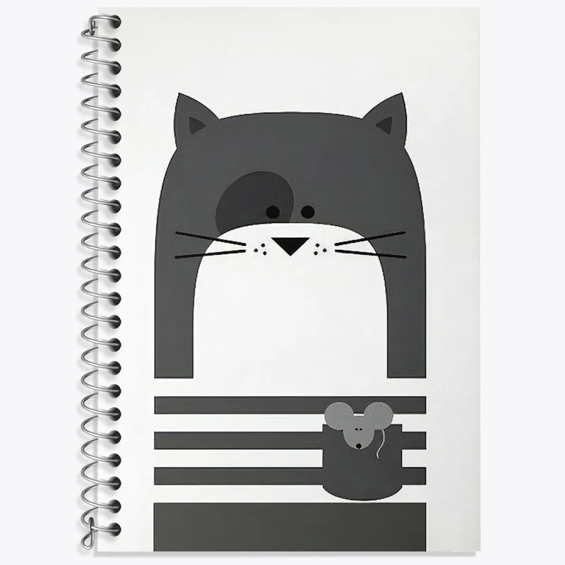 دفتر زبان 50 برگ خندالو مدل سه خط طرح گربه و موش بامزه کد F3169