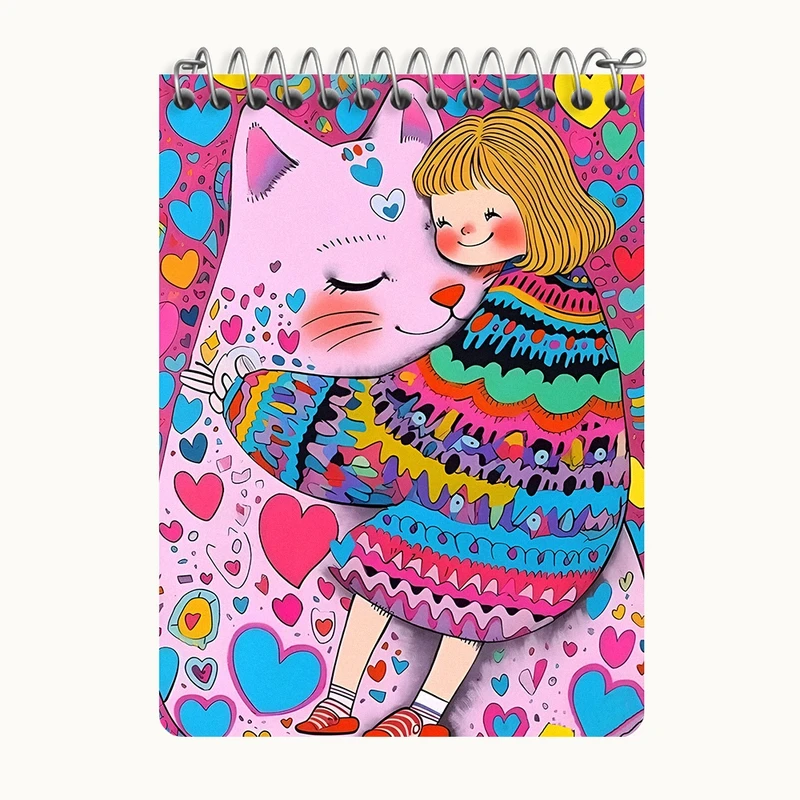 دفتر یادداشت 50 برگ خندالو طرح دختر و گربه ی بامزه کد N5798