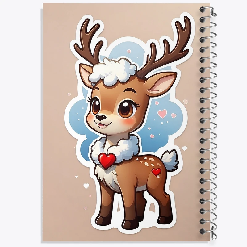 دفتر طراحی 50 برگ خندالو طرح گوزن کیوت کد N1444