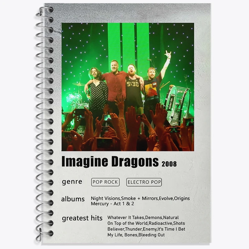 دفتر زبان 50 برگ خندالو مدل سه خط طرح ایمجین درگنز (Imagine Dragons)   کد F11236