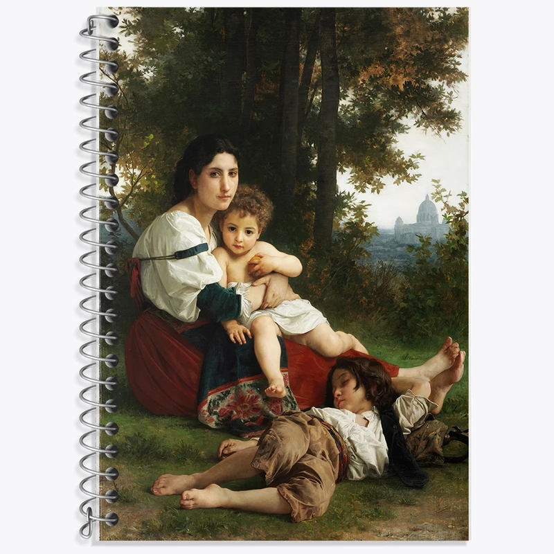 دفتر زبان 50 برگ خندالو مدل سه خط طرح نقاشی استراحت اثر ویلیام بوگرو کد F12509