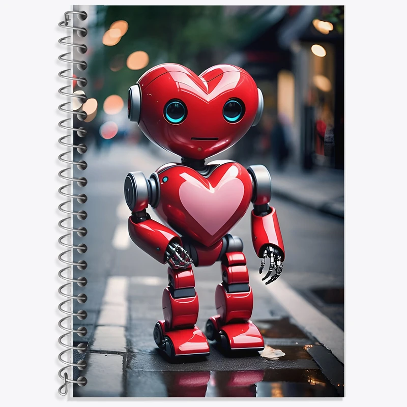 دفتر زبان 50 برگ خندالو مدل سه خط طرح ربات قلبی کد F8996