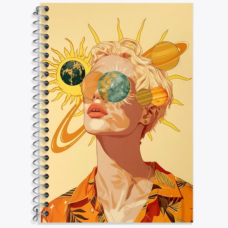 دفتر زبان 50 برگ خندالو مدل سه خط طرح پرتره کهکشان کد F11085