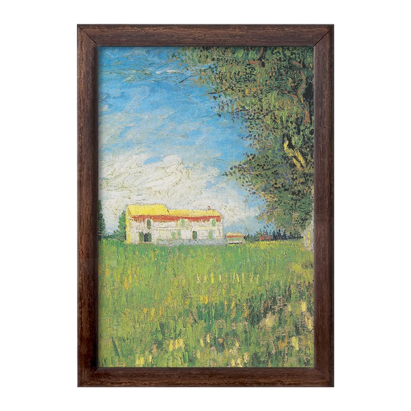 تابلو خندالو طرح خانه در مزرعه گندم ونسان ونگوگ (Van Gogh) کد 36786
