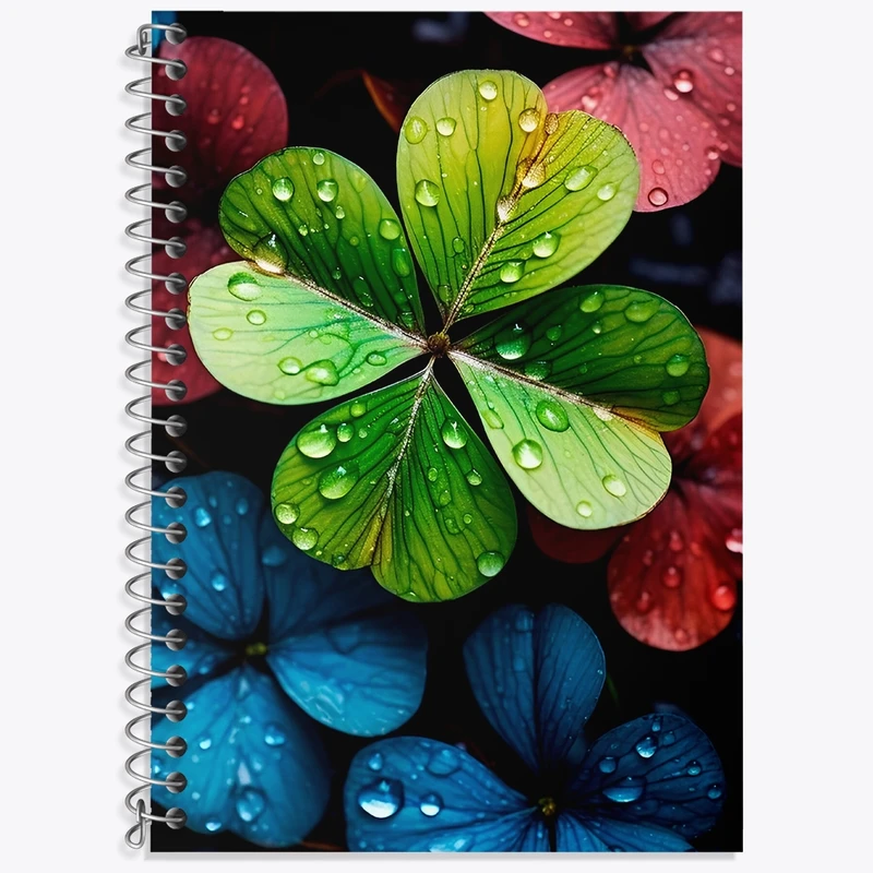 دفتر زبان 50 برگ خندالو مدل سه خط طرح شبدر رنگی کد F4346