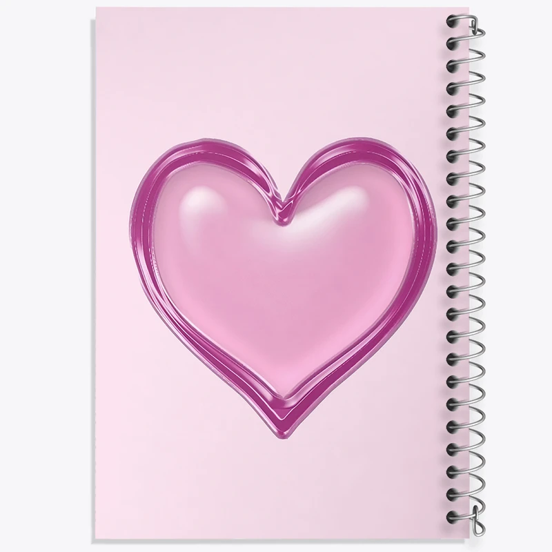 دفتر مشق 50 برگ خندالو طرح قلب صورتی کد F3856