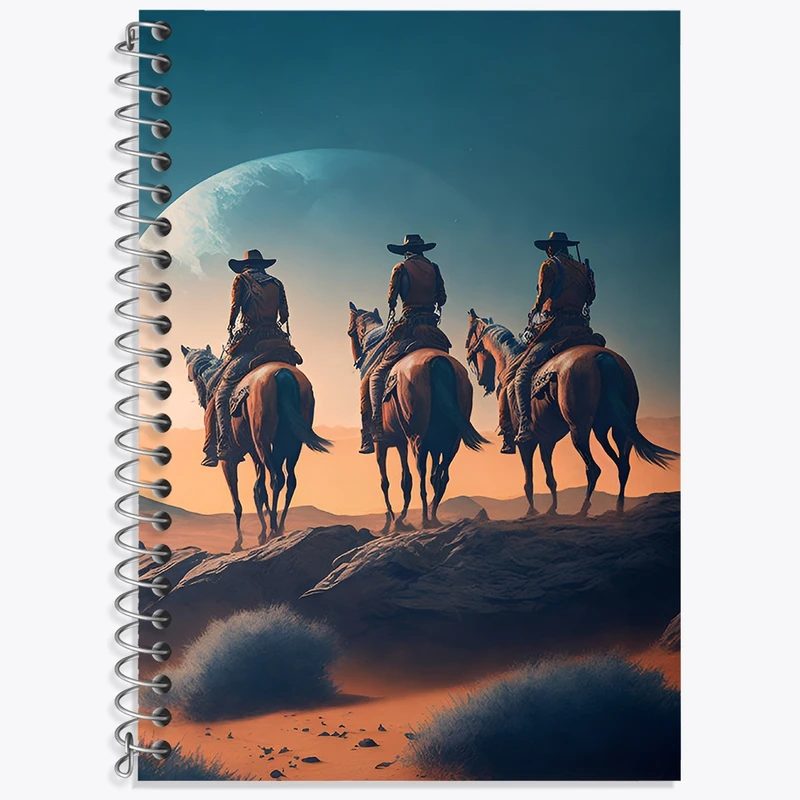 دفتر زبان 50 برگ خندالو مدل سه خط طرح کابوی‌های فضایی (Space cowboys) کد N8049