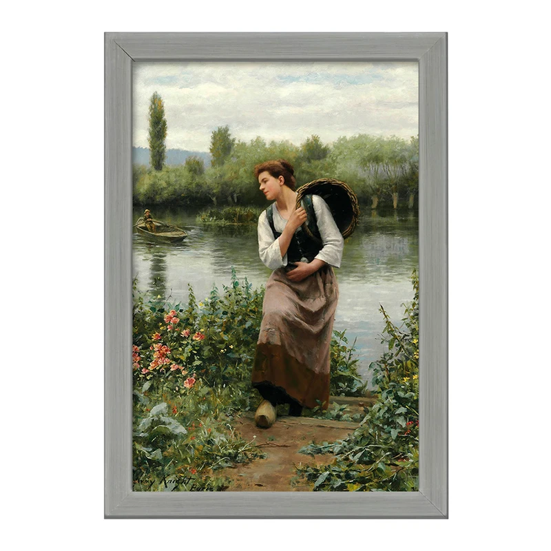 تابلو خندالو طرح نقاشی یک زن با یک سبد اثر دانیل ریدوی نایت کد F12455