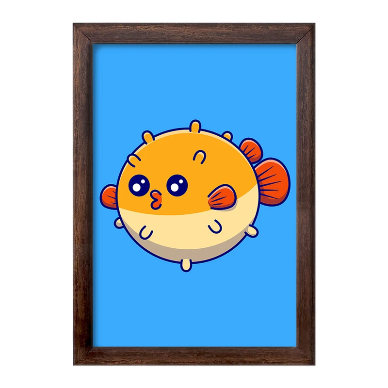 تابلو خندالو طرح حیوانات بامزه ماهی بادکنکی کد 29640