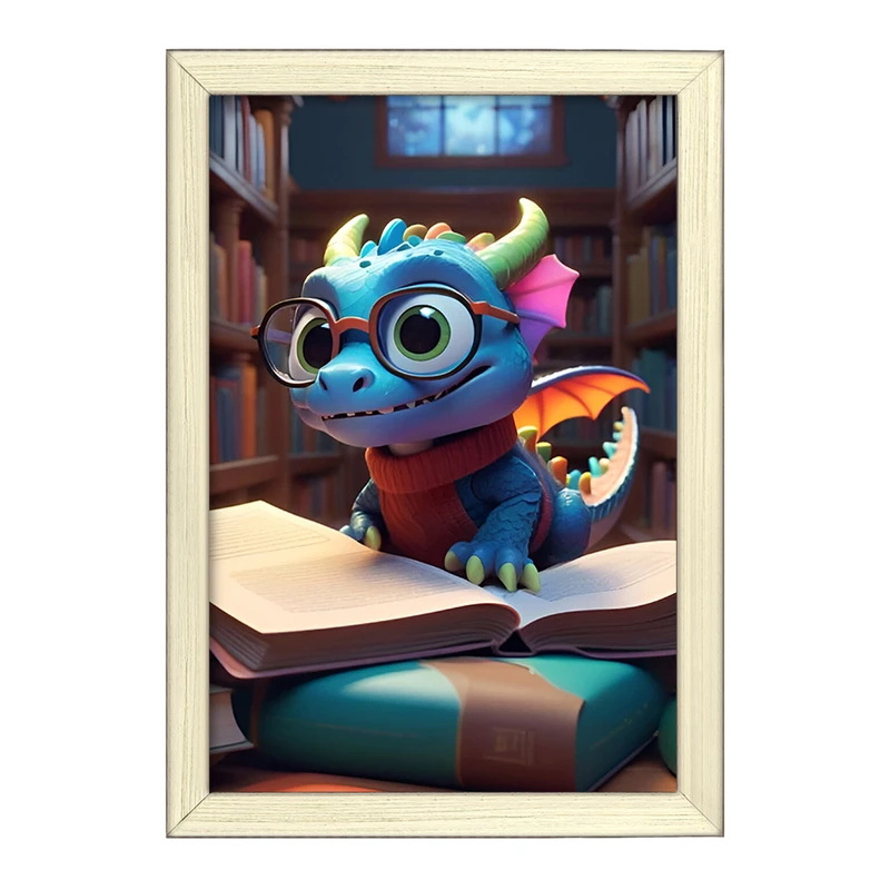 تابلو خندالو طرح اژدهای کتابخوان کد F7167