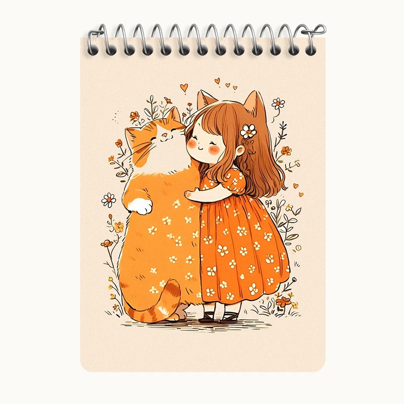 دفتر یادداشت 50 برگ خندالو طرح دختر و گربه ی کیوت کد N5365