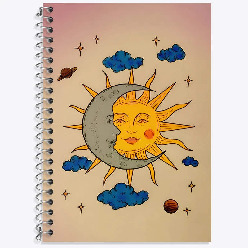 دفتر لغت 50 برگ خندالو طرح ماه و خورشید کد F4927