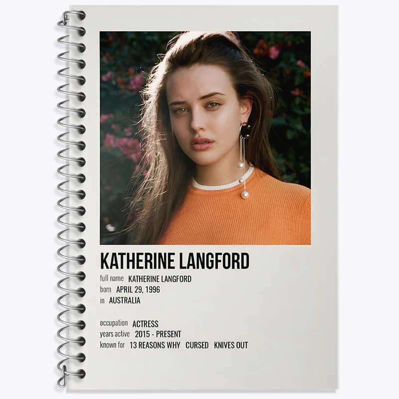 دفتر زبان دوخط 50 برگ خندالو طرح کاترین لانگفورد (Katherine Langford) کد F13152