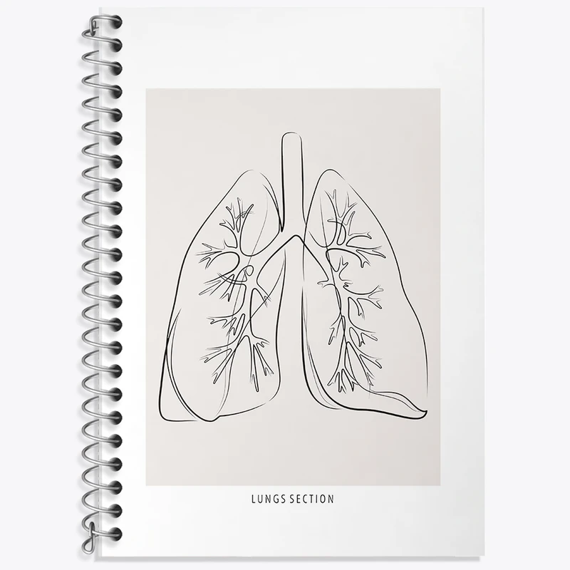 دفتر زبان 50 برگ خندالو مدل سه خط طرح آناتومی ریه ها (Lungs Anatomy) کد F13899