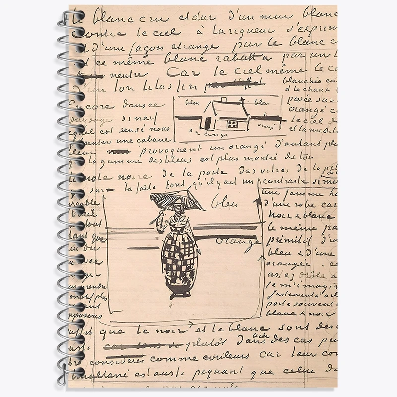 دفتر زبان 50 برگ خندالو مدل سه خط طرح دفتر طراحی ونسان ونگوگ (Van Gogh) کد N9372