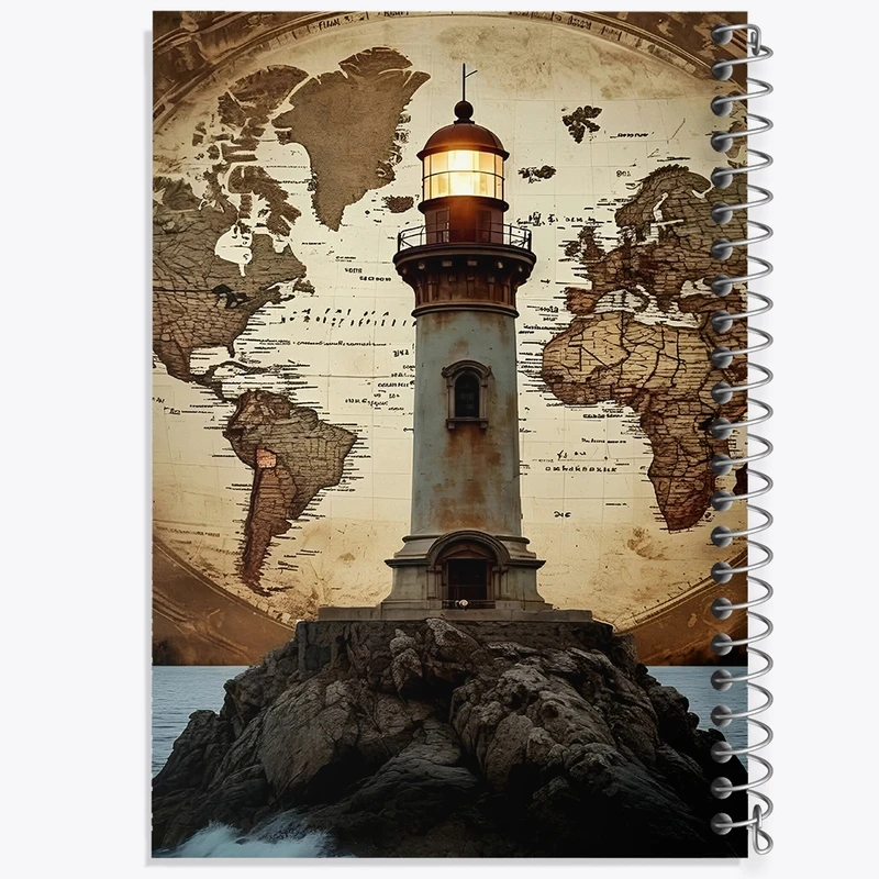 دفتر ژورنال نویسی 50 برگ خندالو مدل نقطه ای طرح فانوس دریایی کد F13794