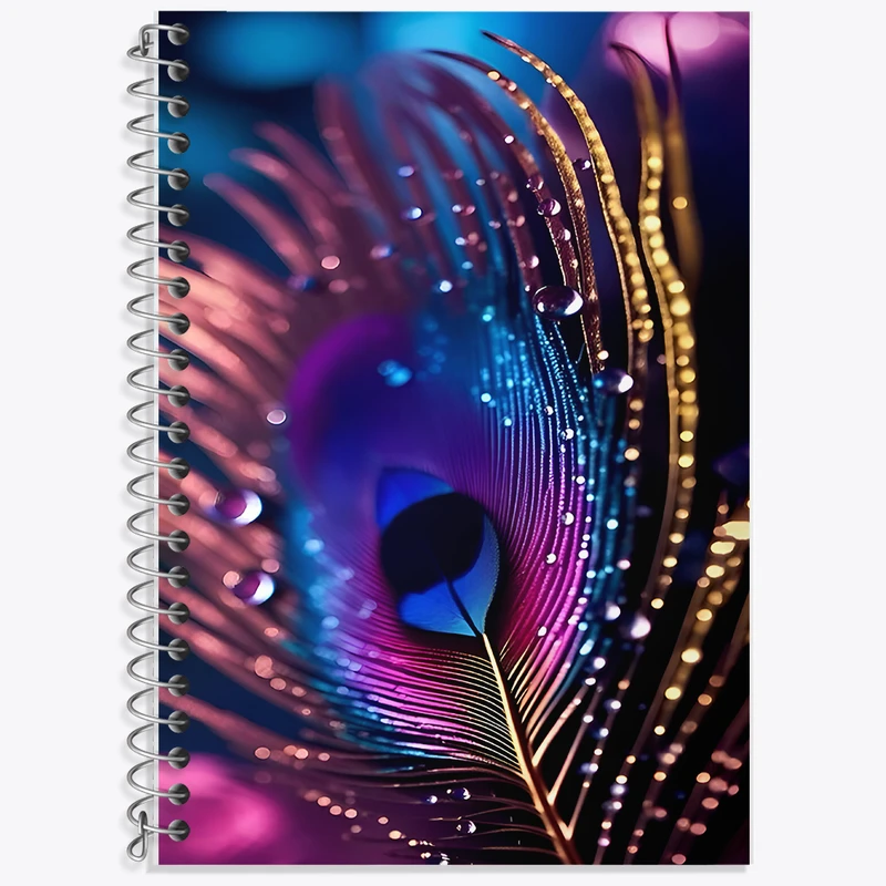 دفتر زبان 50 برگ خندالو مدل دو خط طرح پر طاووس کد F8534