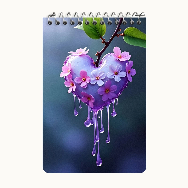 دفتر یادداشت 50 برگ خندالو طرح شکوفه قلبی کد F9461